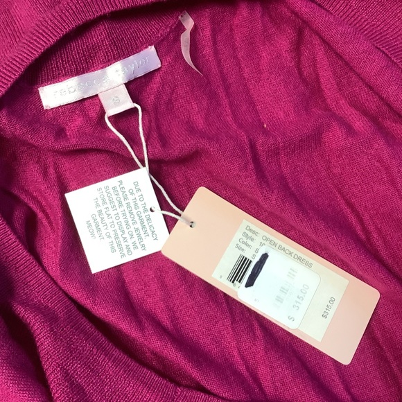 Small Raspberry Rebecca Taylor Open Back Dress Cashmere Silk - Picture 11 of 12